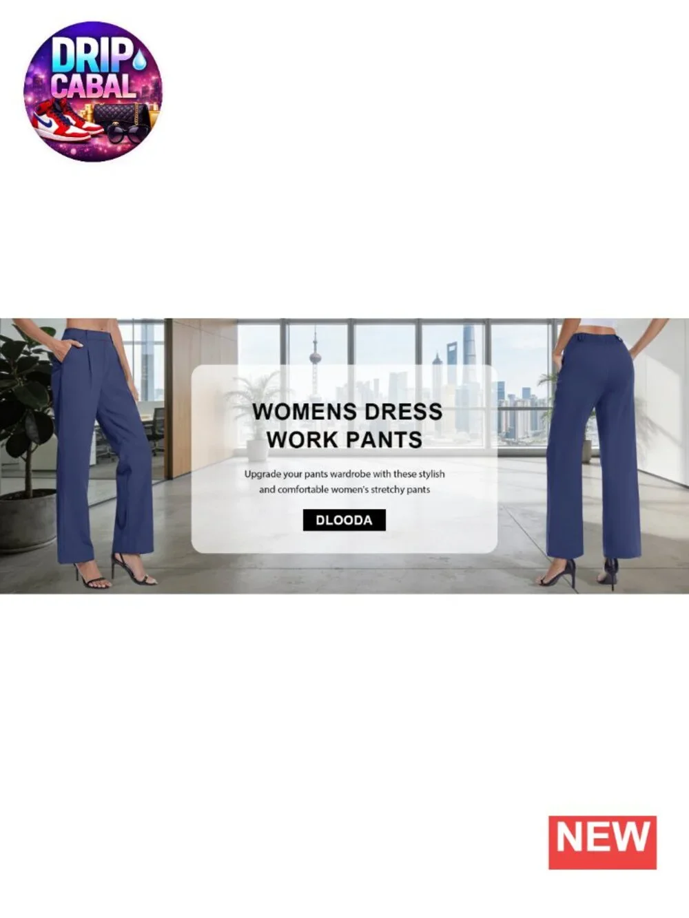 High Waisted Straight Leg Work Pants Pull On Business Casual Slacks with Pockets